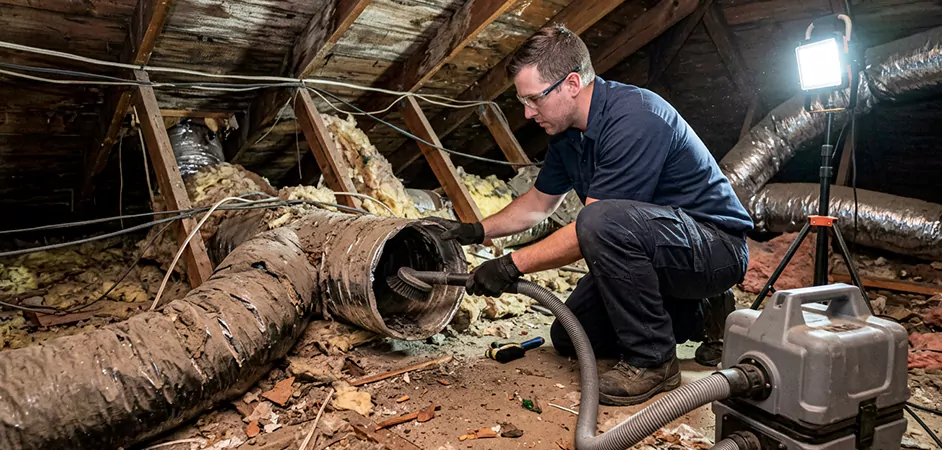 Storm-Damaged Attic Duct Cleaning in Brick Township