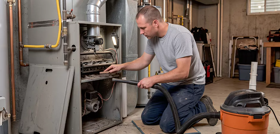 Burner and Heater Compartment Lint Removal in Brick Township