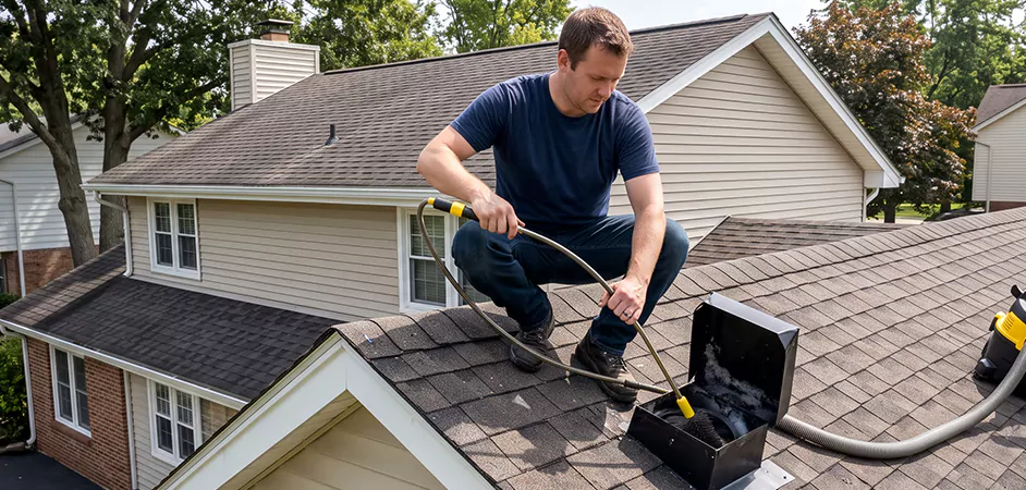 Multi-Story Roof Dryer Vent Cleaning in Brick Township